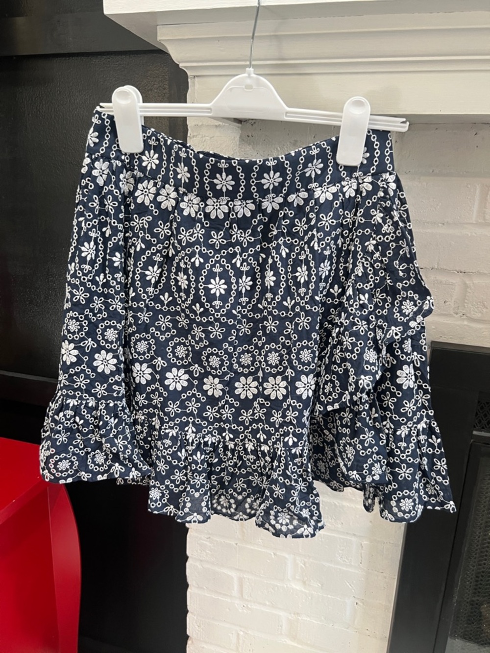 kate spade Navy and White Floral Eyelet Mini Skirt